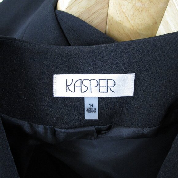 Kasper Plus Size Black Embellished Gem Blazer Jacket 14 Formal Business Career - Picture 6 of 8